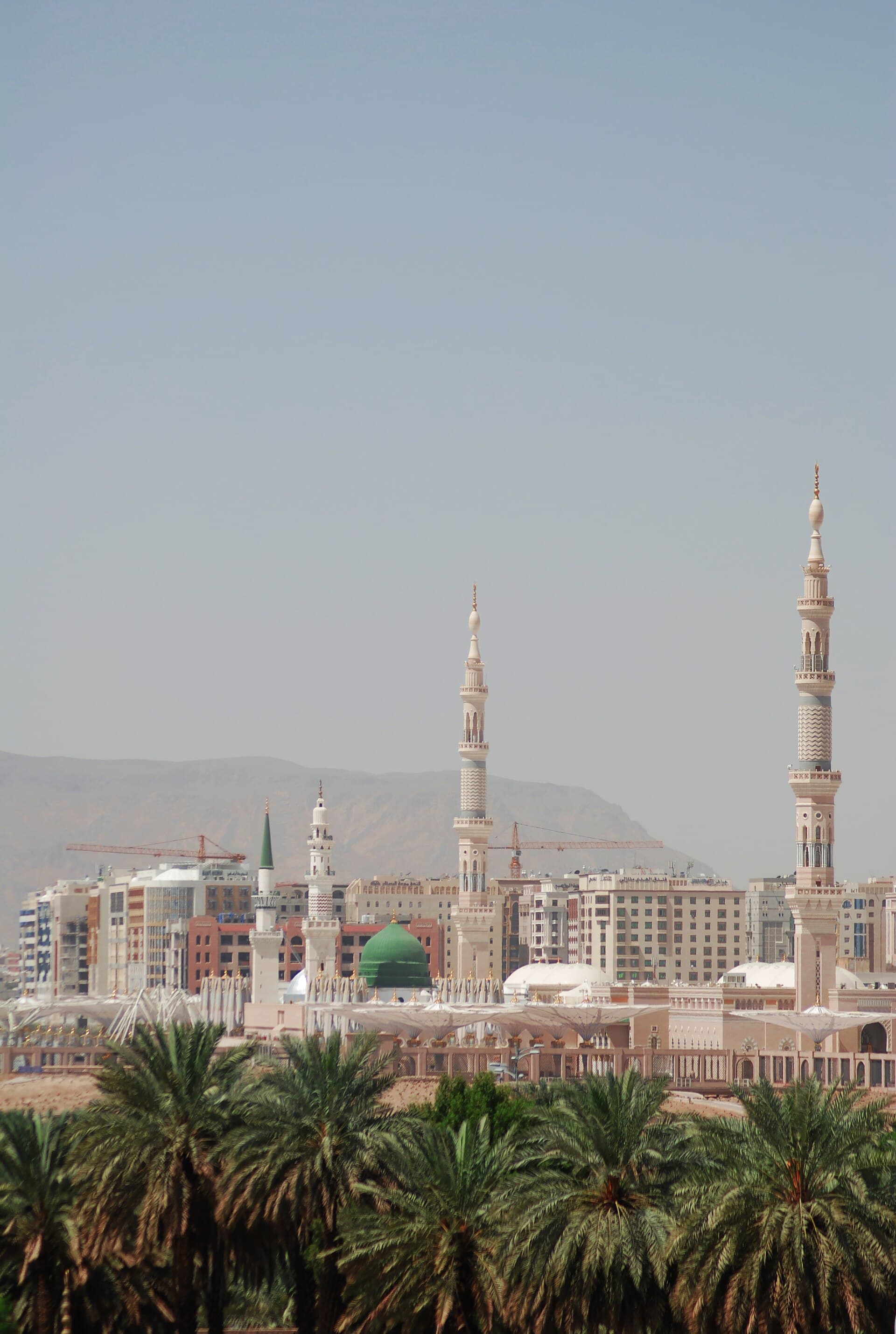 Prophet's Mosque Masjid an-Nabawi at dusk in Madinah